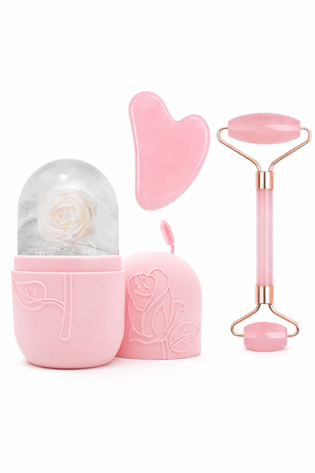 Facial Roller & Gua Sha Set – Natural Crystal Face Massage Tool