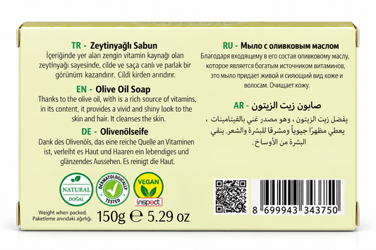 Agarta Natural Olive Oil Soap – Moisturizing Bath Soap for Skin & Hair, SLS/SLES-Free, Vegan, 150 g