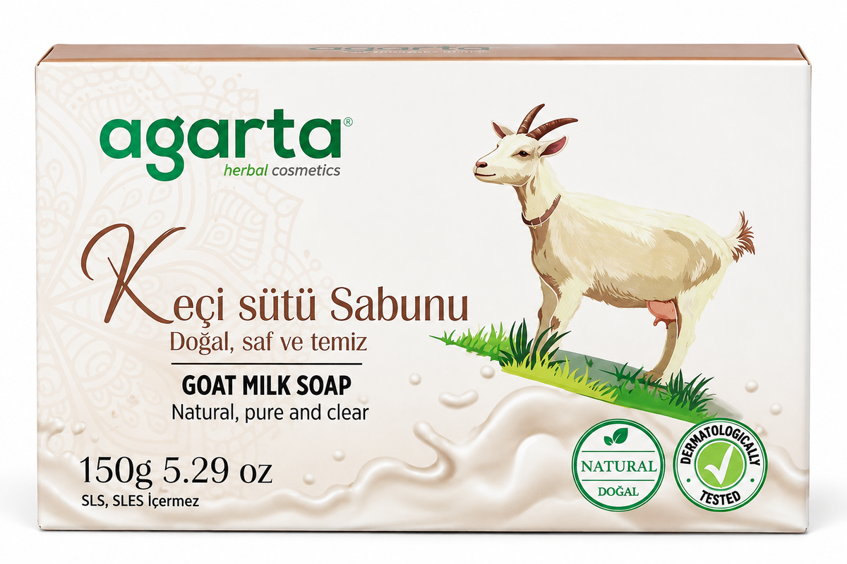 Agarta Natural Goat Milk Soap – Moisturizing & Nourishing Soap for Smooth, Radiant-Looking Skin, SLS/SLES-Free, 150 g