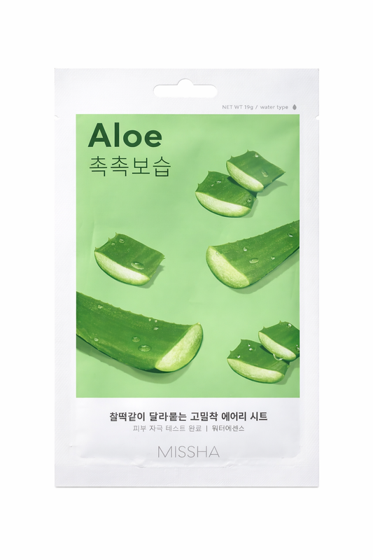 
MISSHA Airy Fit Aloe Sheet Mask with Aloe Vera Hydrating Korean Face Mask
