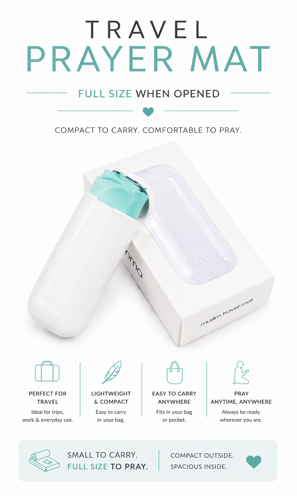 Portable Travel Prayer Mat with Compact Carry Case
