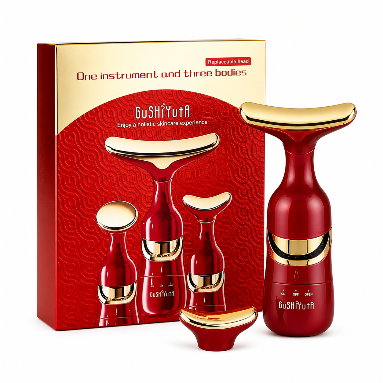3-in-1 Electric Facial & Neck Massager – Anti-Aging Skin Lifting Device with Interchangeable Heads