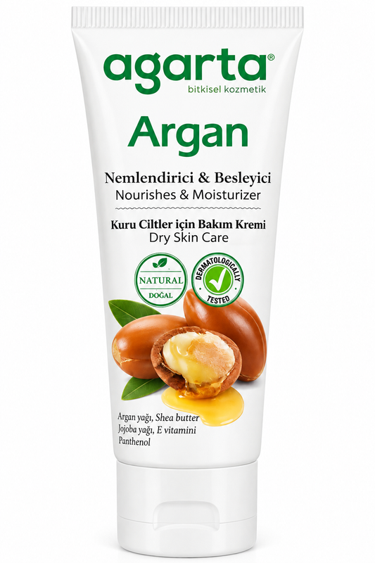 Agarta Argan Nourishing & Moisturizing Cream for Dry Skin – With Argan, Jojoba & Shea Butter, Vitamin E & Panthenol, 75 ml
