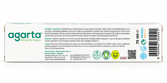 Agarta Natural Herbal Toothpaste – Extra Whitening, Strong Teeth & Stain Prevention, Fluoride-Free, SLS/SLES-Free, 75 ml