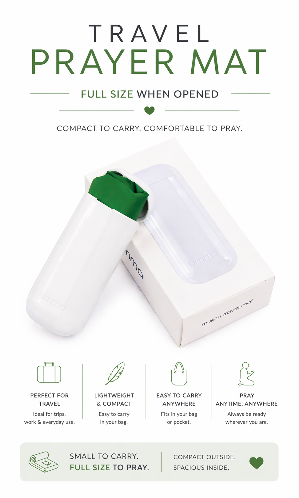 Portable Travel Prayer Mat with Compact Carry Case