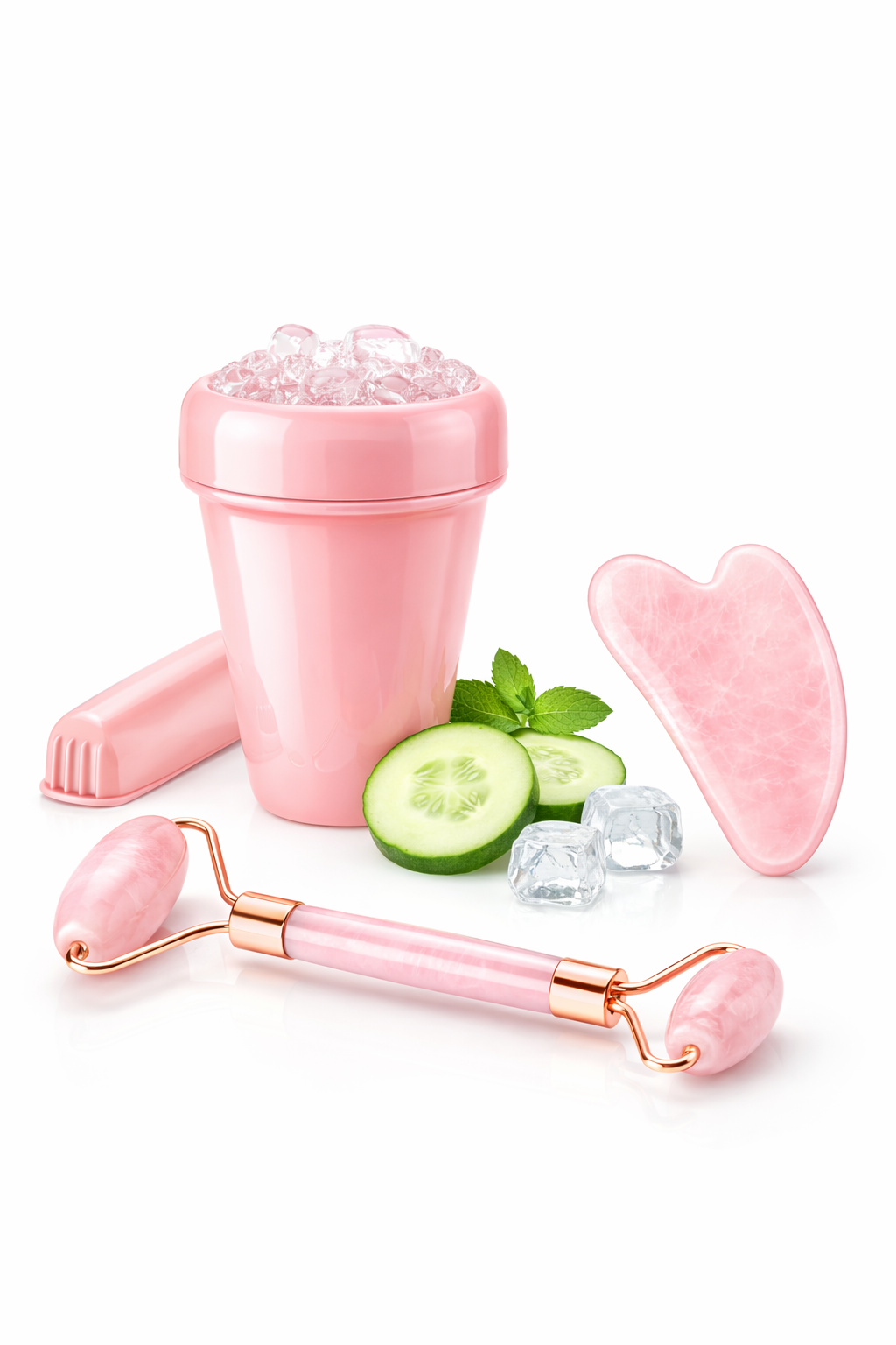 Facial Roller & Gua Sha Set – Natural Crystal Face Massage Tool