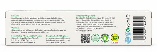 Agarta Natural Kids Toothpaste with Strawberry Flavor – Fluoride-Free, SLS/SLES-Free, Vegan, 75 ml
