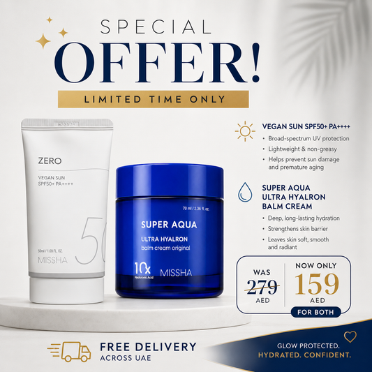 MISSHA Daily Glow Duo Set – Vegan Sun SPF50+ & Super Aqua Ultra Hyalron Balm Cream