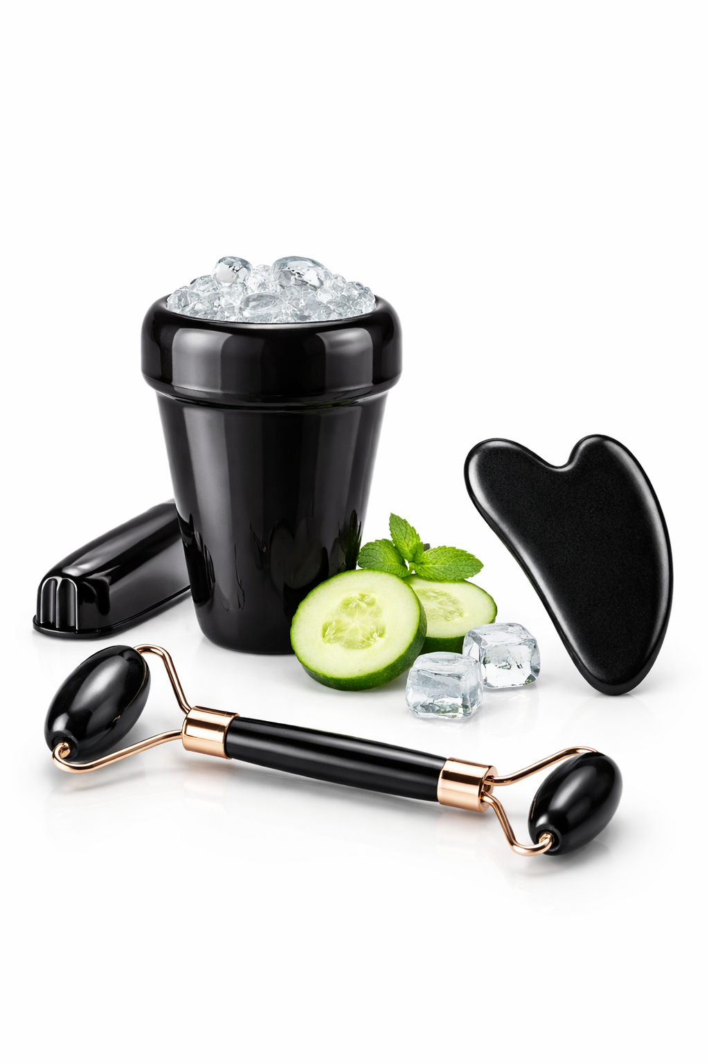 Facial Roller & Gua Sha Set – Natural Crystal Face Massage Tool
