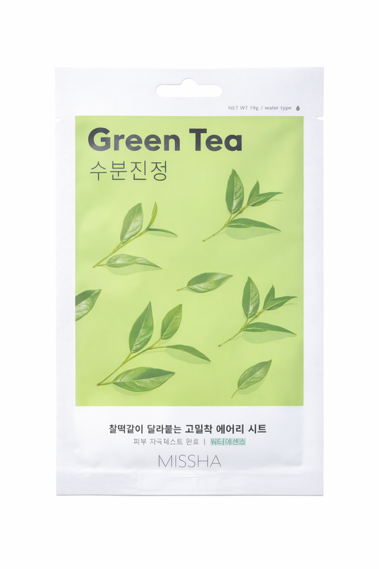 MISSHA Airy Fit Sheet Mask Green Tea – Soothing & Hydrating Korean Face Mask