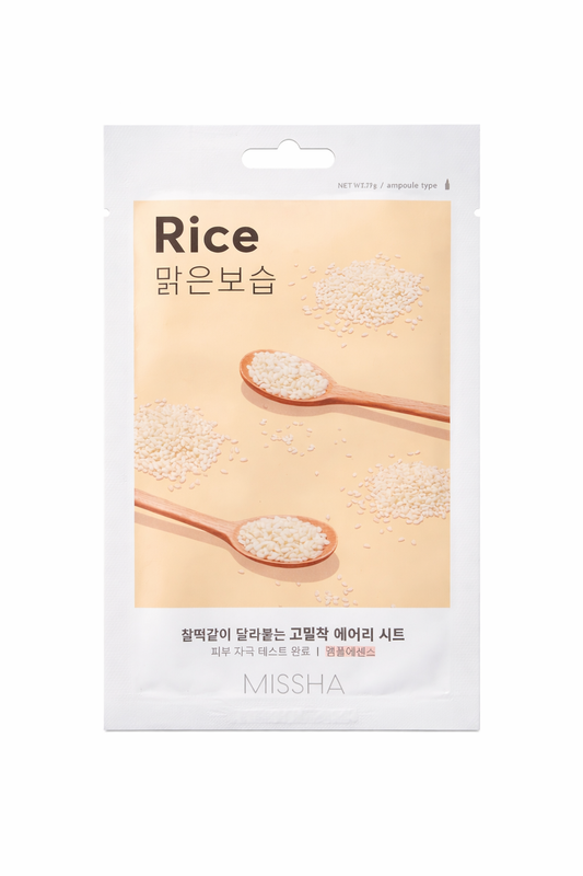 MISSHA Airy Fit Sheet Mask Rice – Brightening & Hydrating Korean Face Mask
