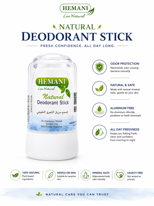 Hemani Natural Alum Crystal Deodorant Stick 70g – Natural Deodorant UAE
