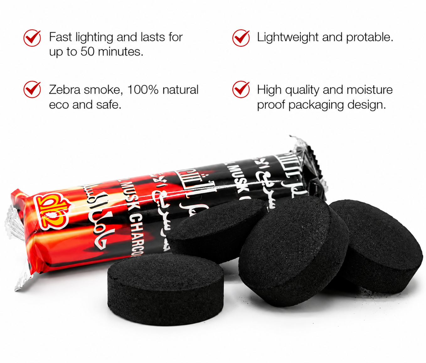 Quick Light Charcoal Briquettes for Bakhoor – 10 PCS