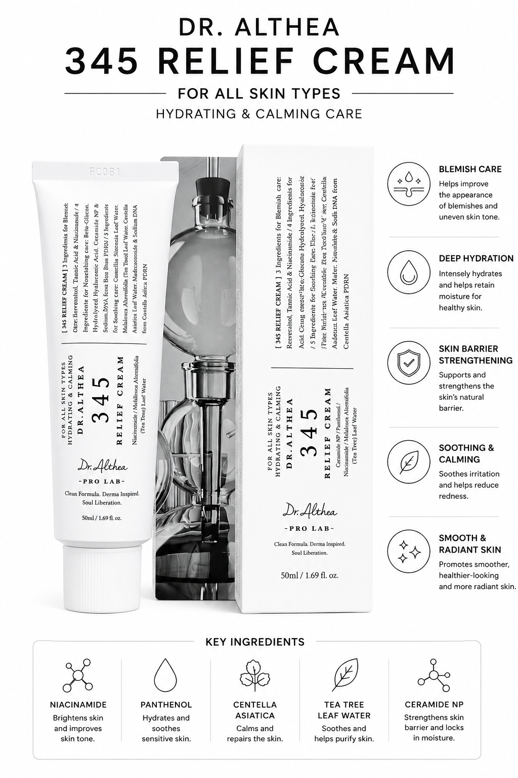 Dr.Althea 345 Relief Cream 50ml Hydrating & Calming Face Cream