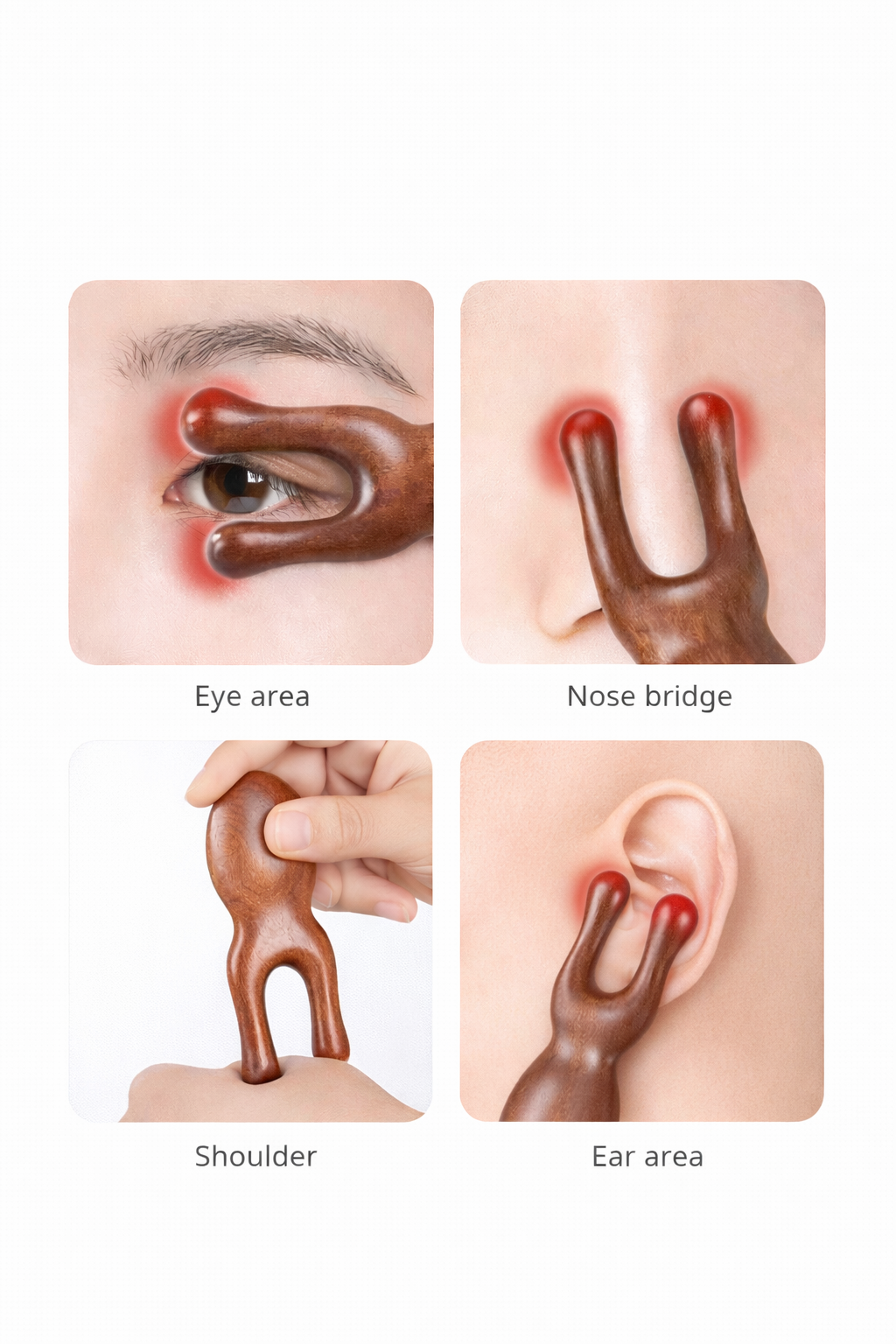 Acupressure Facial Massager Tool – Eye, Nose & Head Relaxation Beauty Tool (Wood-Grain Design)