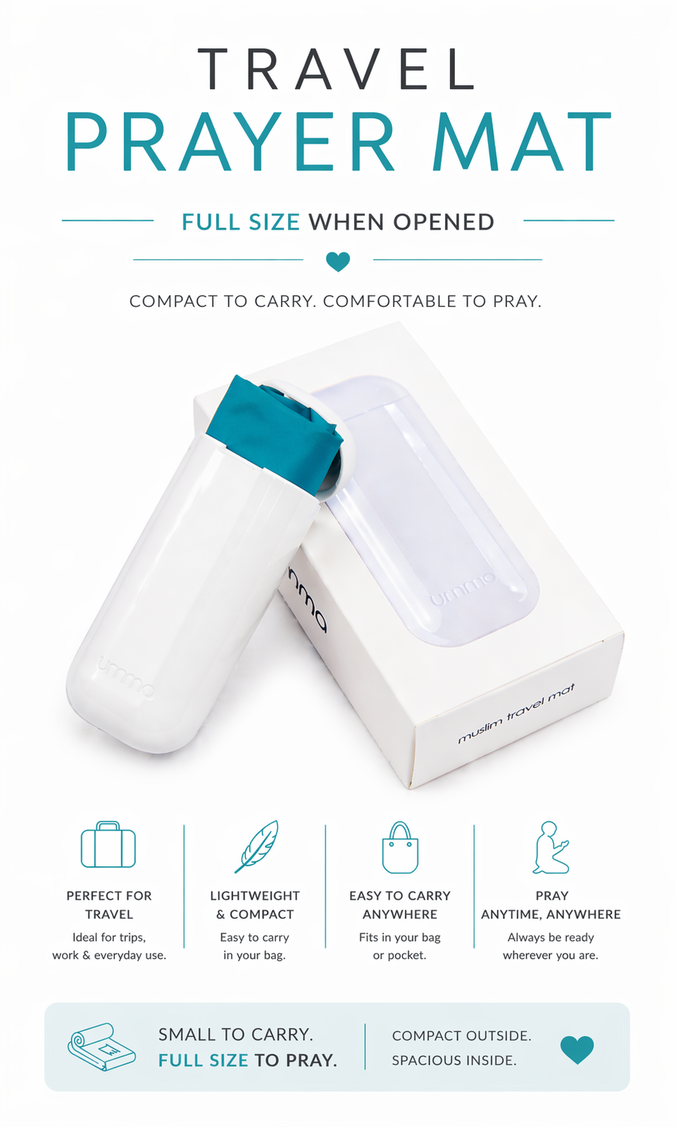 Portable Travel Prayer Mat with Compact Carry Case